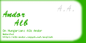 andor alb business card